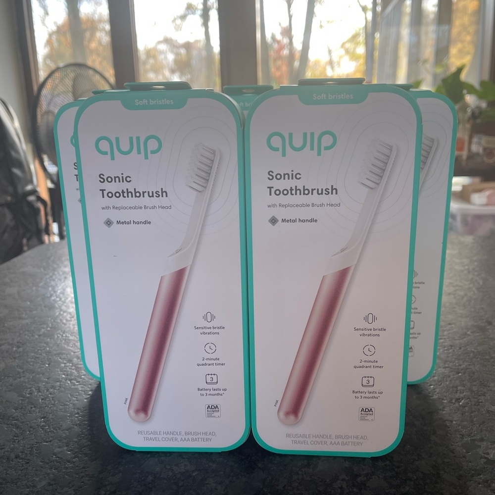 Quip Sonic Rechargeable Toothbrush for Adults in Pink Metal 1 charge = 3 months - Picture 3 of 3